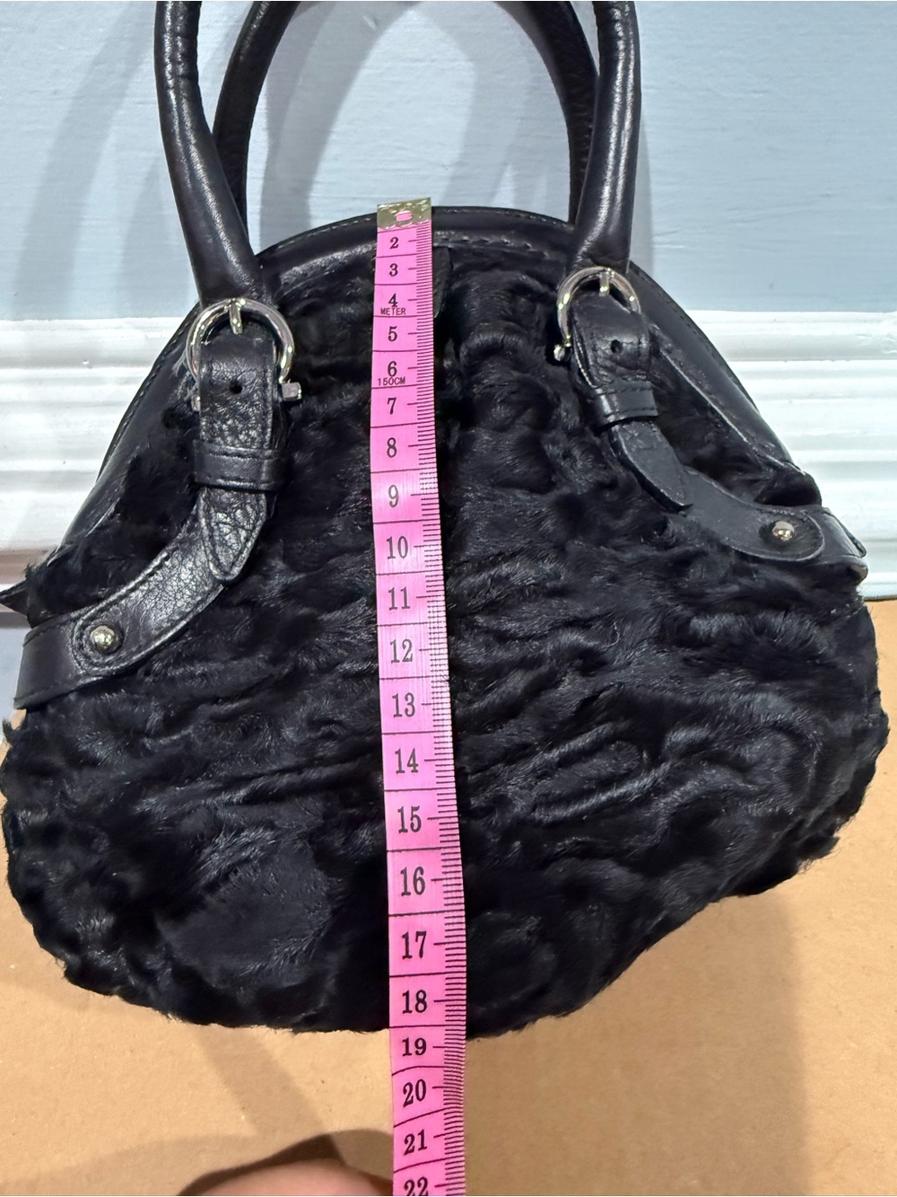 Salvatore Ferragamo Black Pony Hair Mini Top Handle Bag Made in Italy - Picture 7 of 16